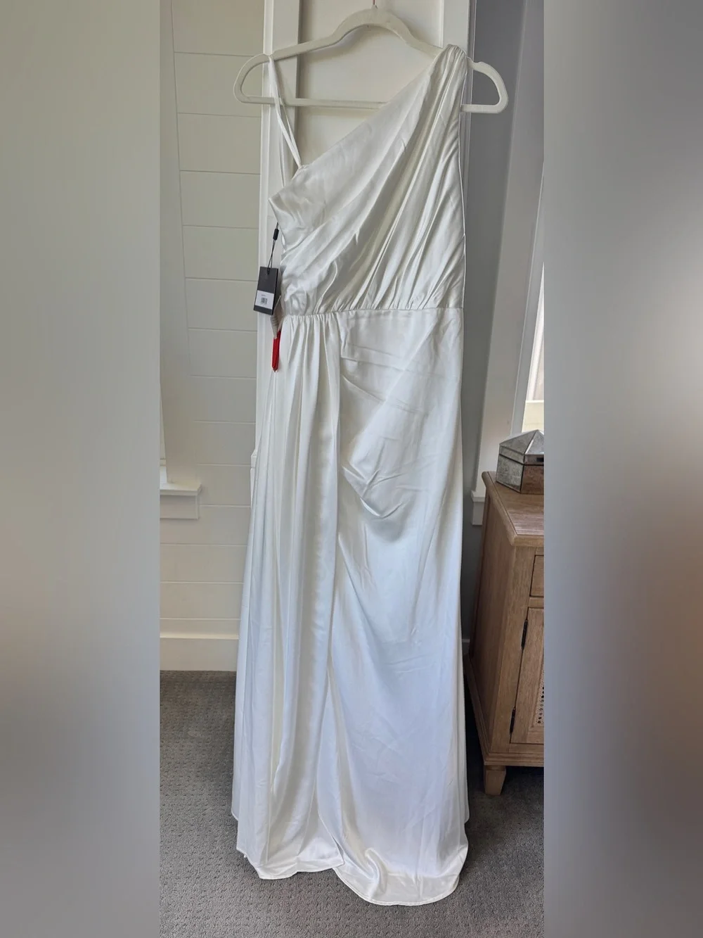 Mac Duggal 26654 White One Shoulder Satin Gown